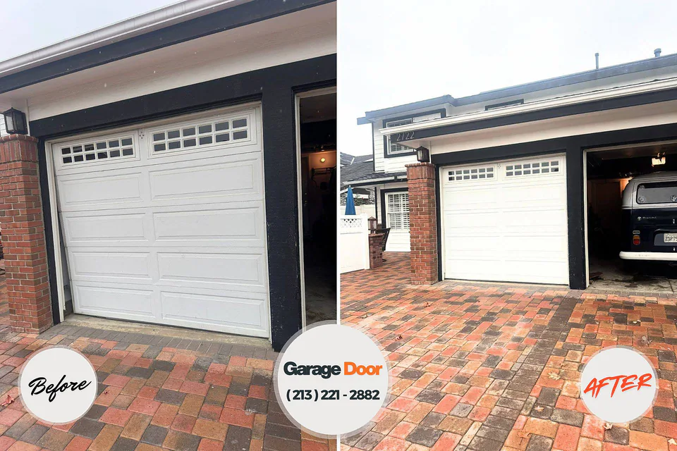 Before and after: garage door repair Downtown Cocoa Beach Cocoa Beach